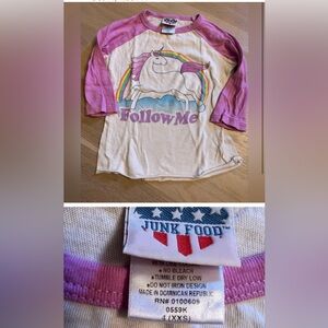 Junk Food Clothing Kids Unicorn Raglan Tee - Purple & White